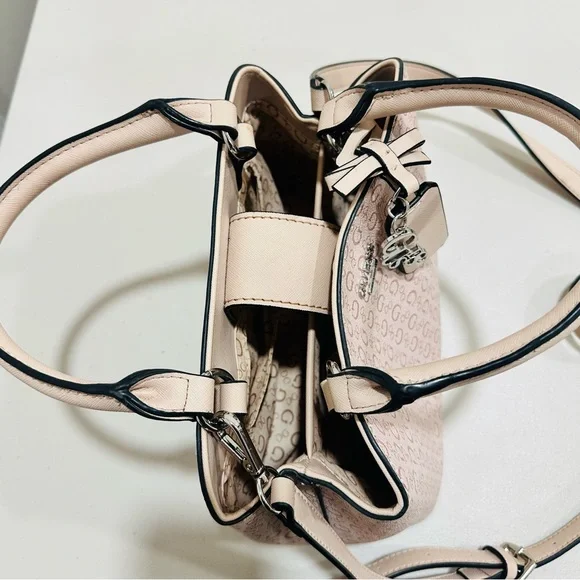 GUESS Light Pink Logo‎ Satchel Handbag W/ Removable Crossbody Strap Faux Leather - Picture 8 of 12